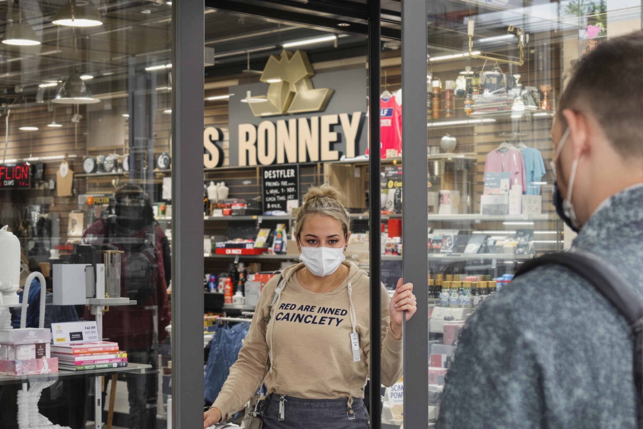 Client satisfait quittant un magasin