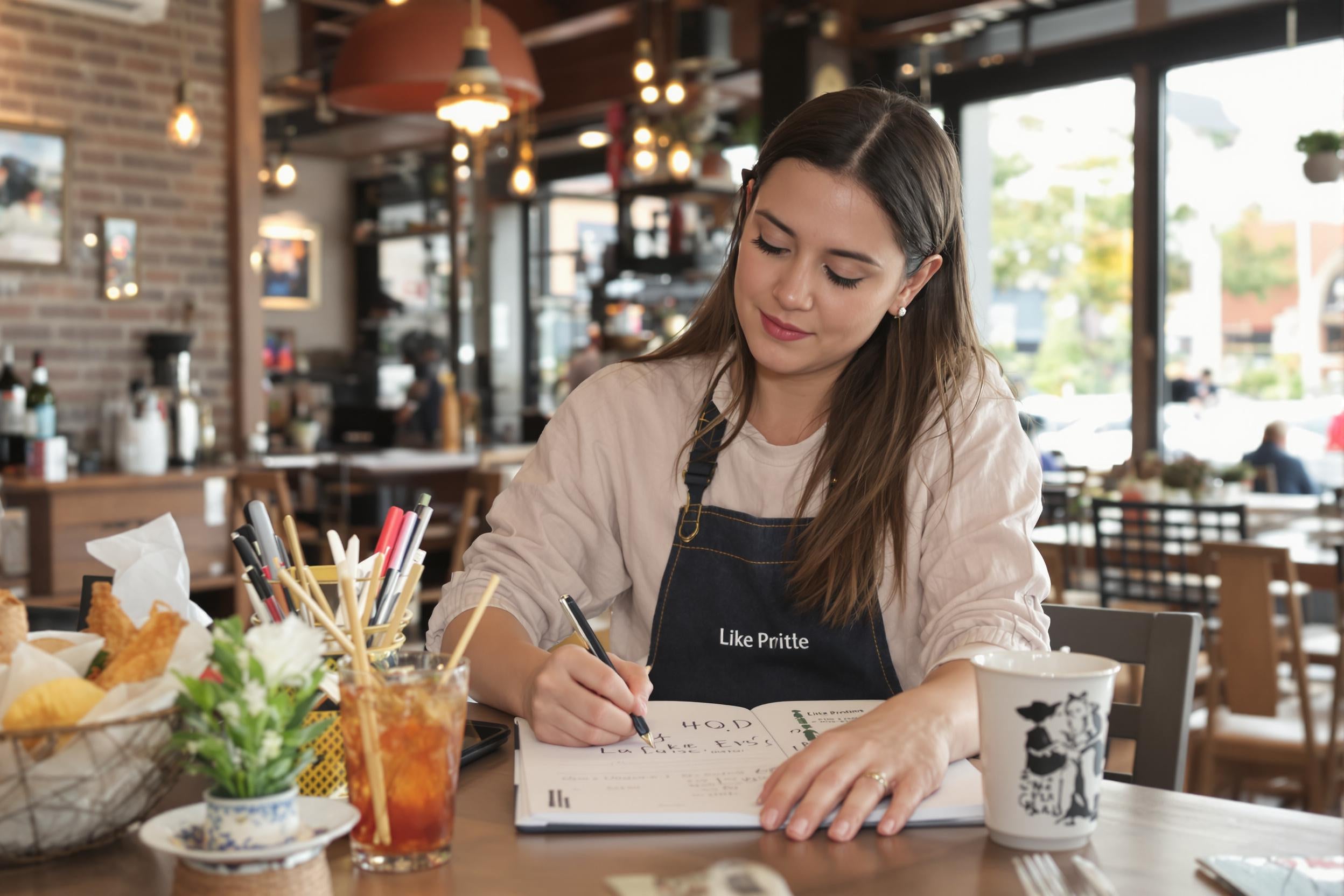 Client écrivant un avis dans un restaurant