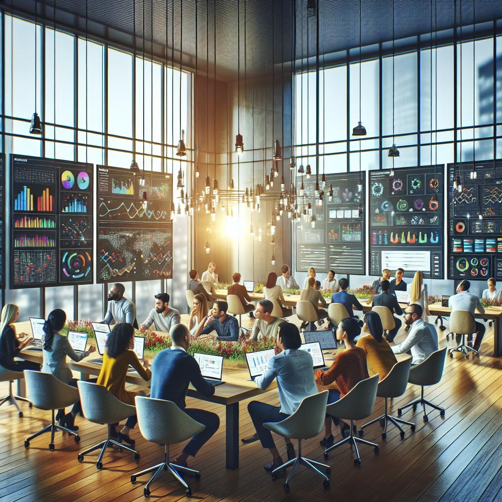 Équipe analysant des retours clients dans un bureau