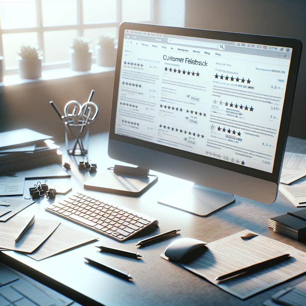 screen with customer reviews