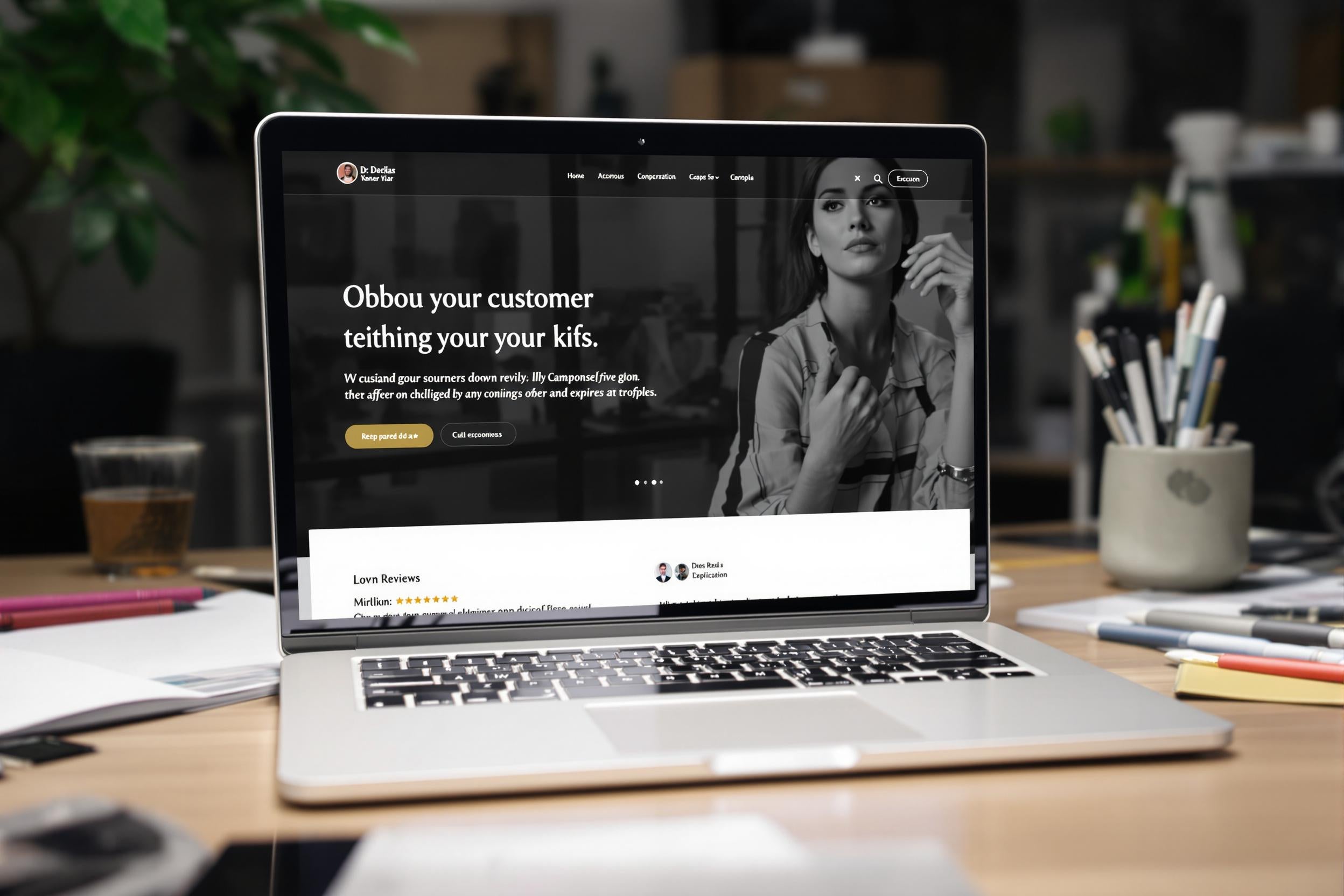 Website interface with customer testimonials