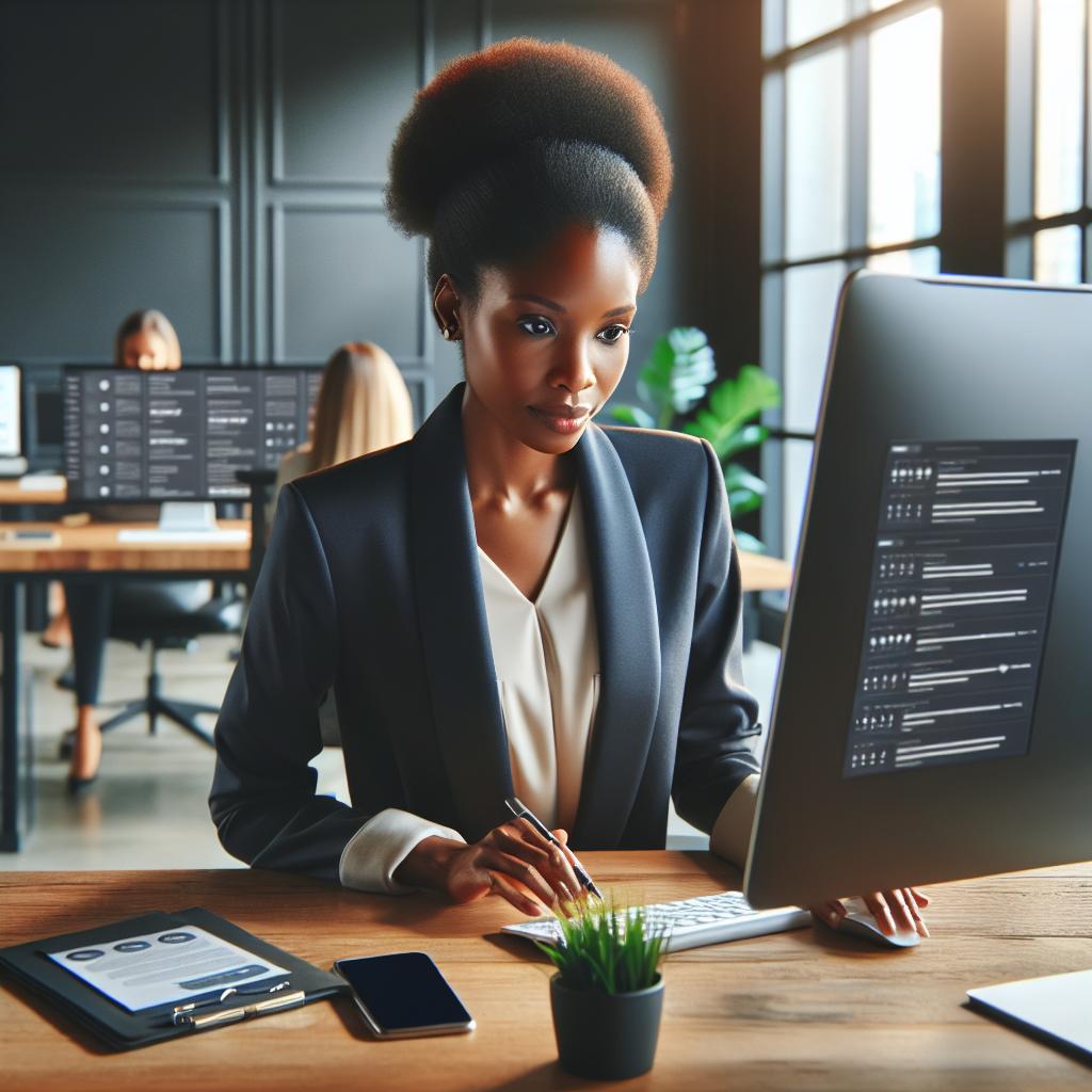 Professionnelle du marketing digital analysant des avis clients