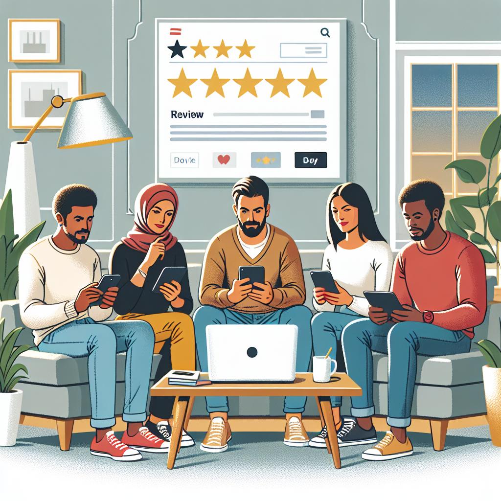 Un groupe discutant des avis clients