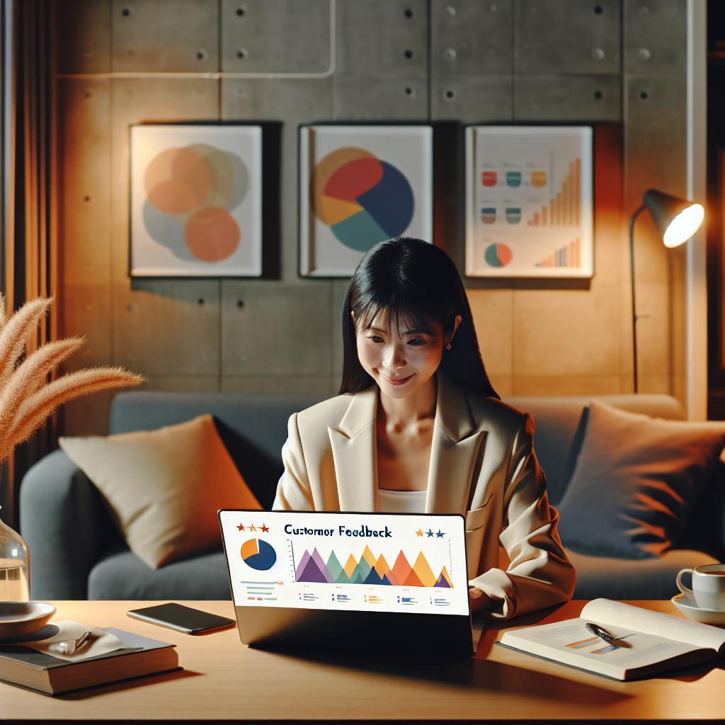 Propriétaire d'entreprise interagissant avec une plateforme d'avis clients