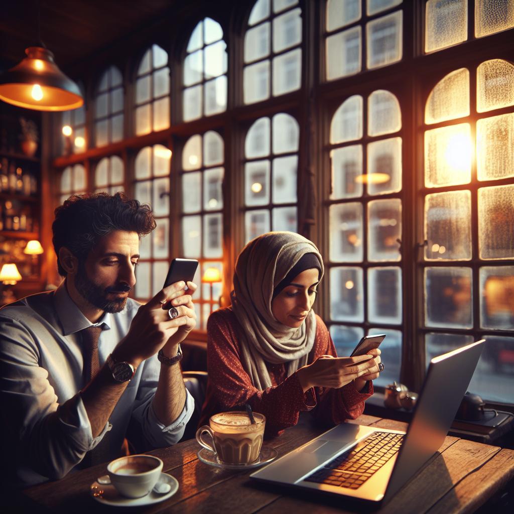 Deux personnes consultant leurs smartphones