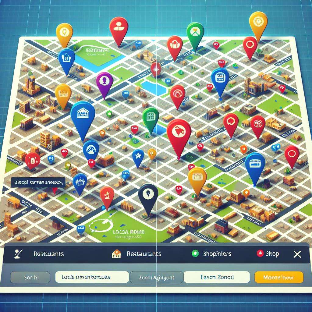 Carte numérique avec des entreprises locales
