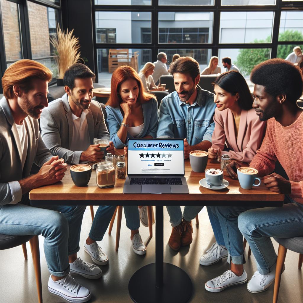 Customers viewing online reviews