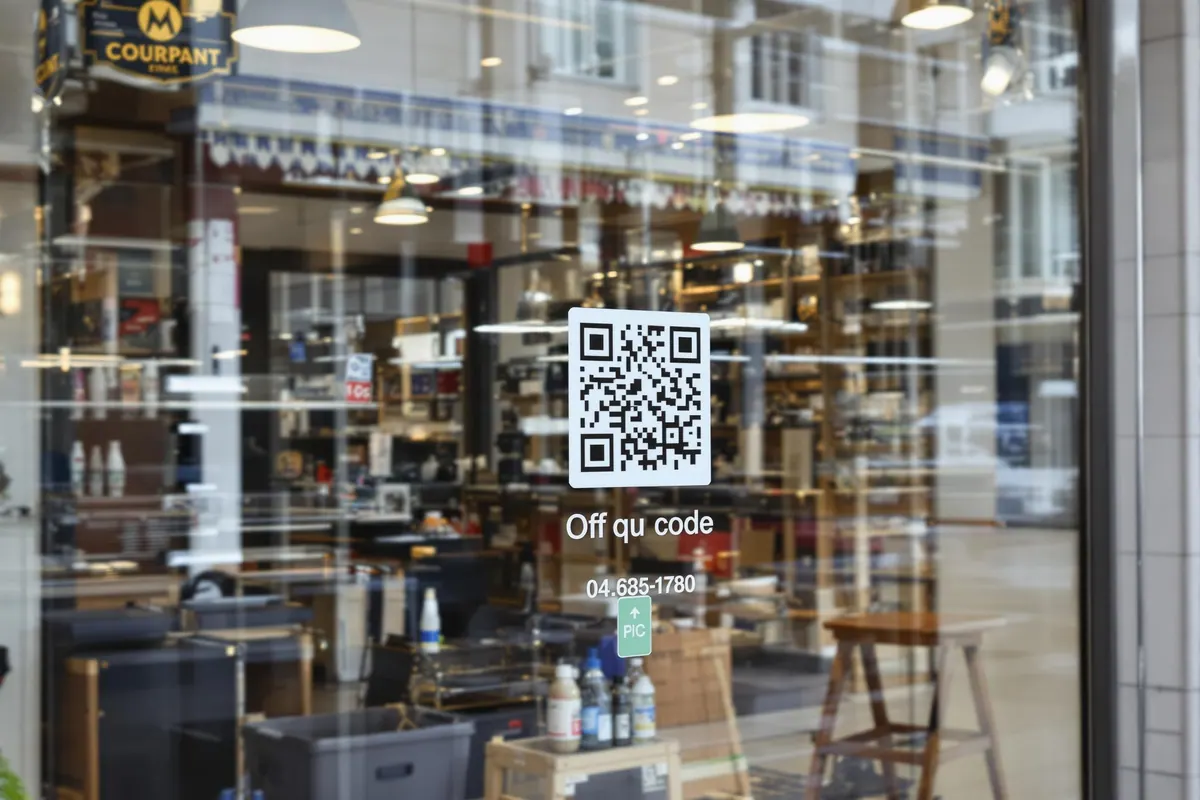 Business storefront with QR code