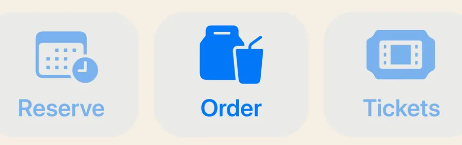 Reserve, Order and Tickets action buttons on an Apple Maps listing, set up in Apple Business Connect