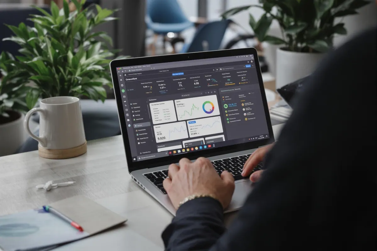 Customer review management interface on a computer