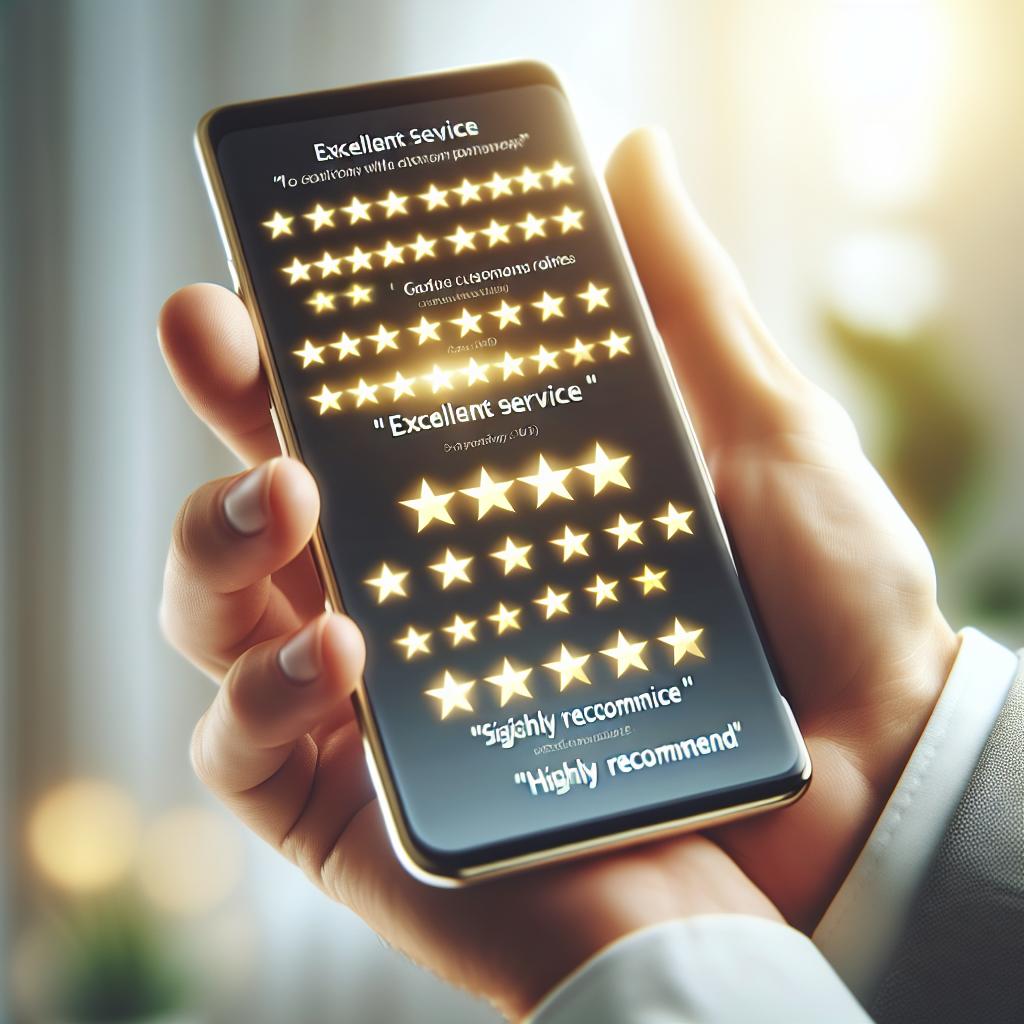 Avis en ligne positifs sur smartphone