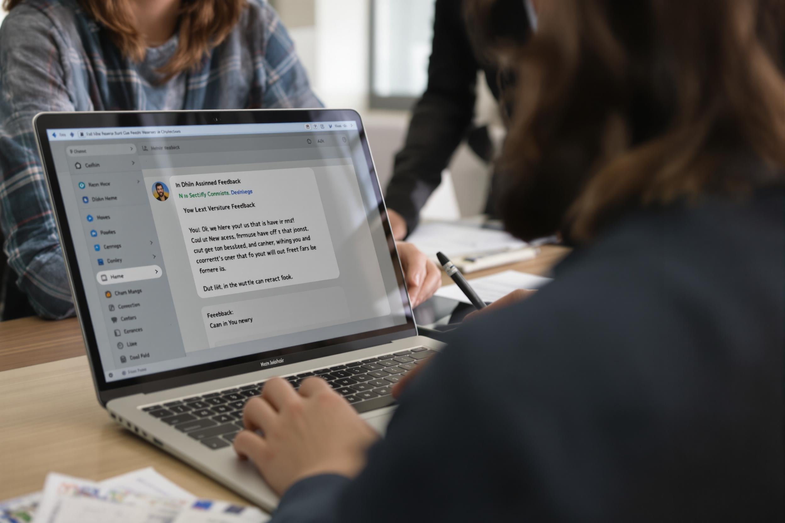Une équipe analysant des feedbacks clients lors d'une réunion professionnelle