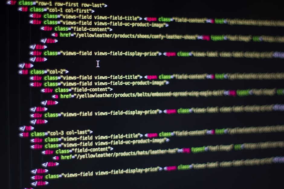 Extrait détaillé de code HTML sur un écran d'ordinateur, illustrant le développement web.