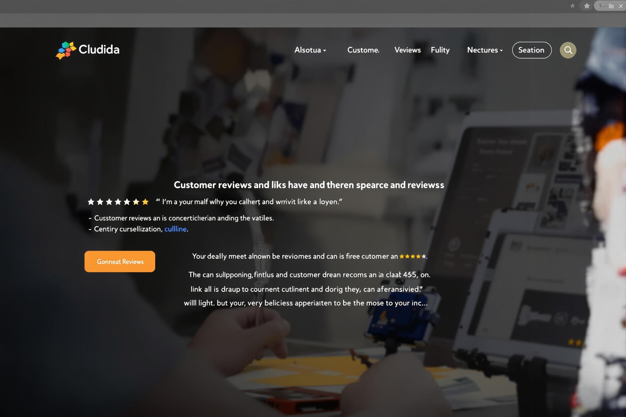 Home page displaying customer reviews
