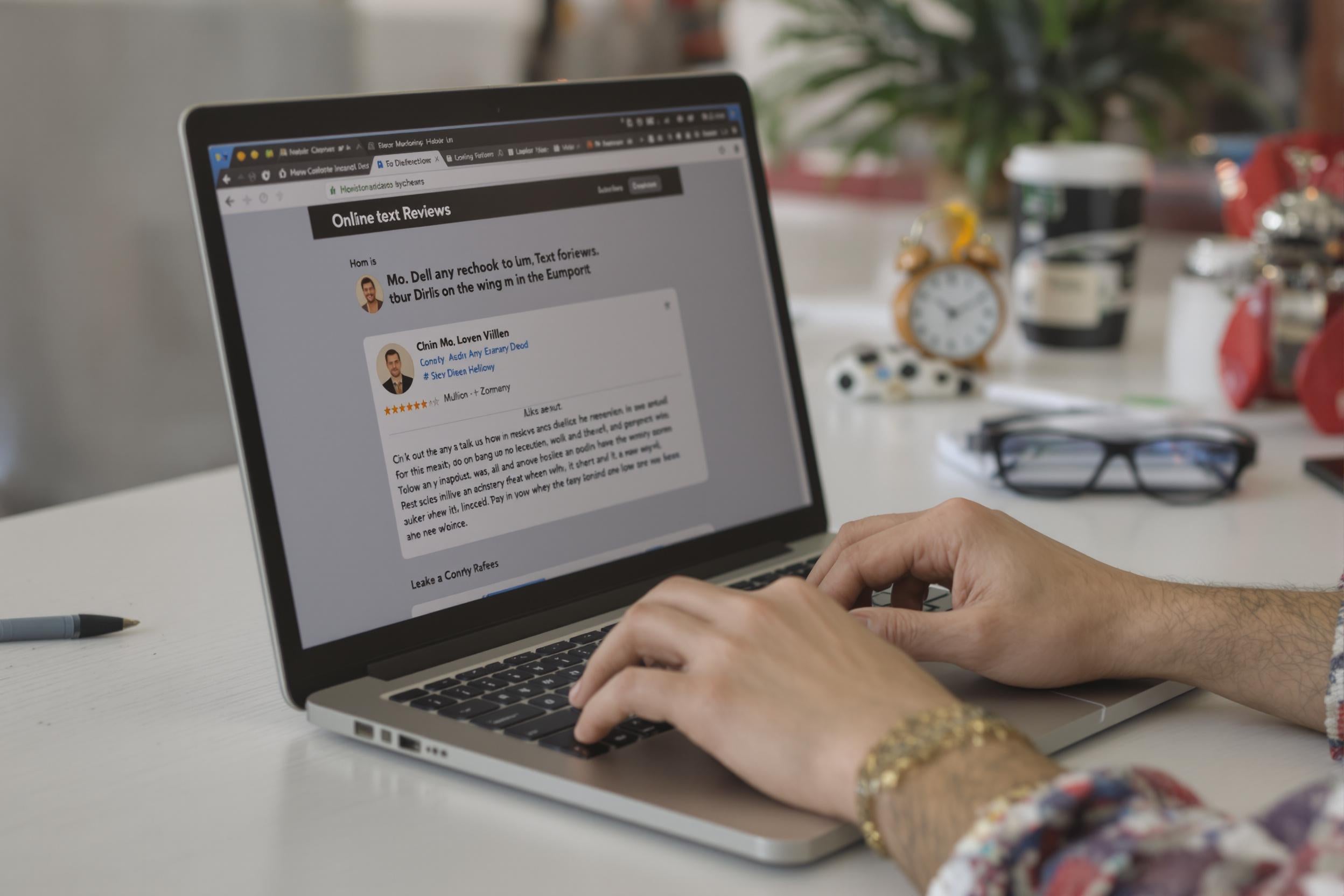 Consultation d'avis clients sur ordinateur