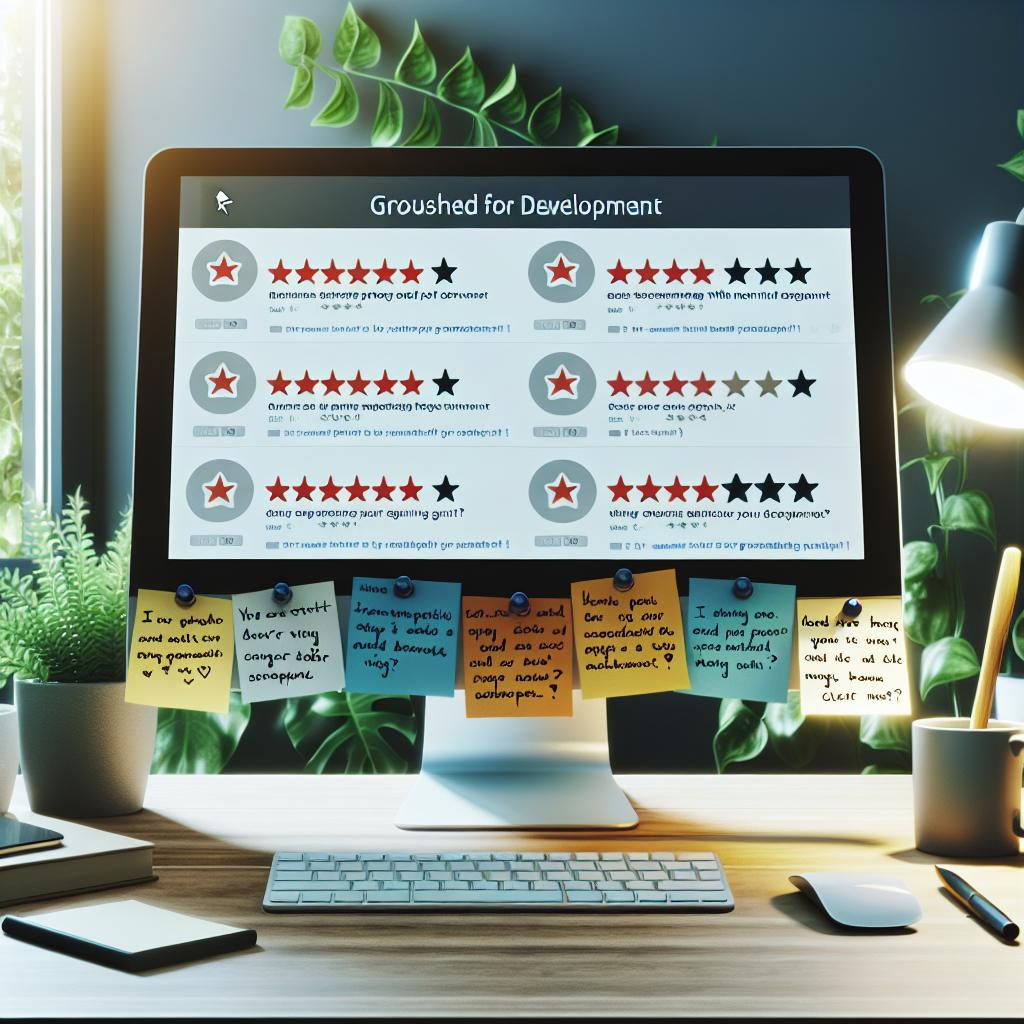 Des avis client affichés sur un écran