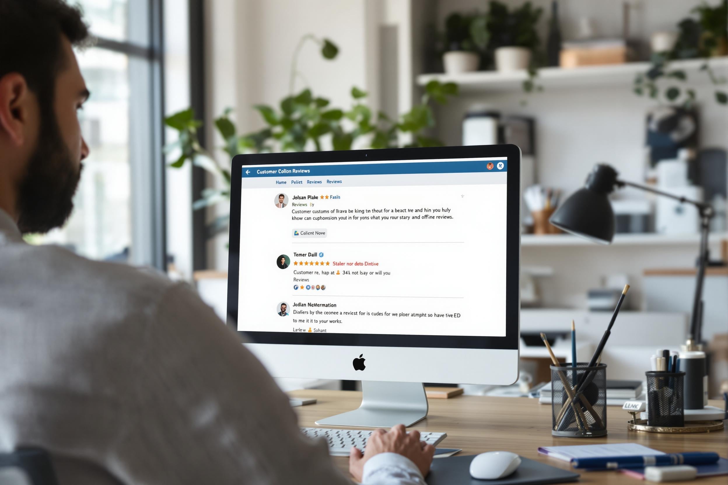 Business owner managing reviews