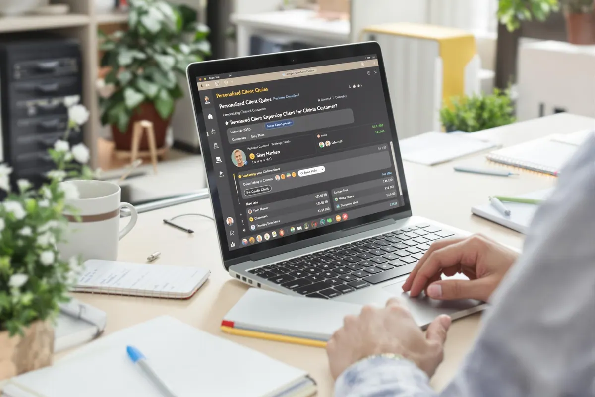 Professionnel examinant des questions personnalisées pour les clients
